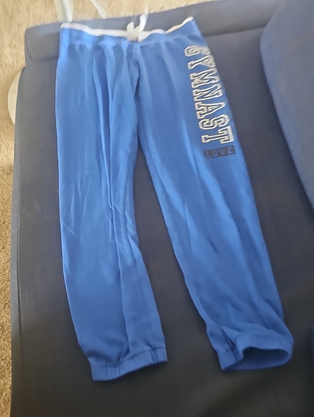 Girls' Blue Graphic Jogger Sweatpants with Drawstring